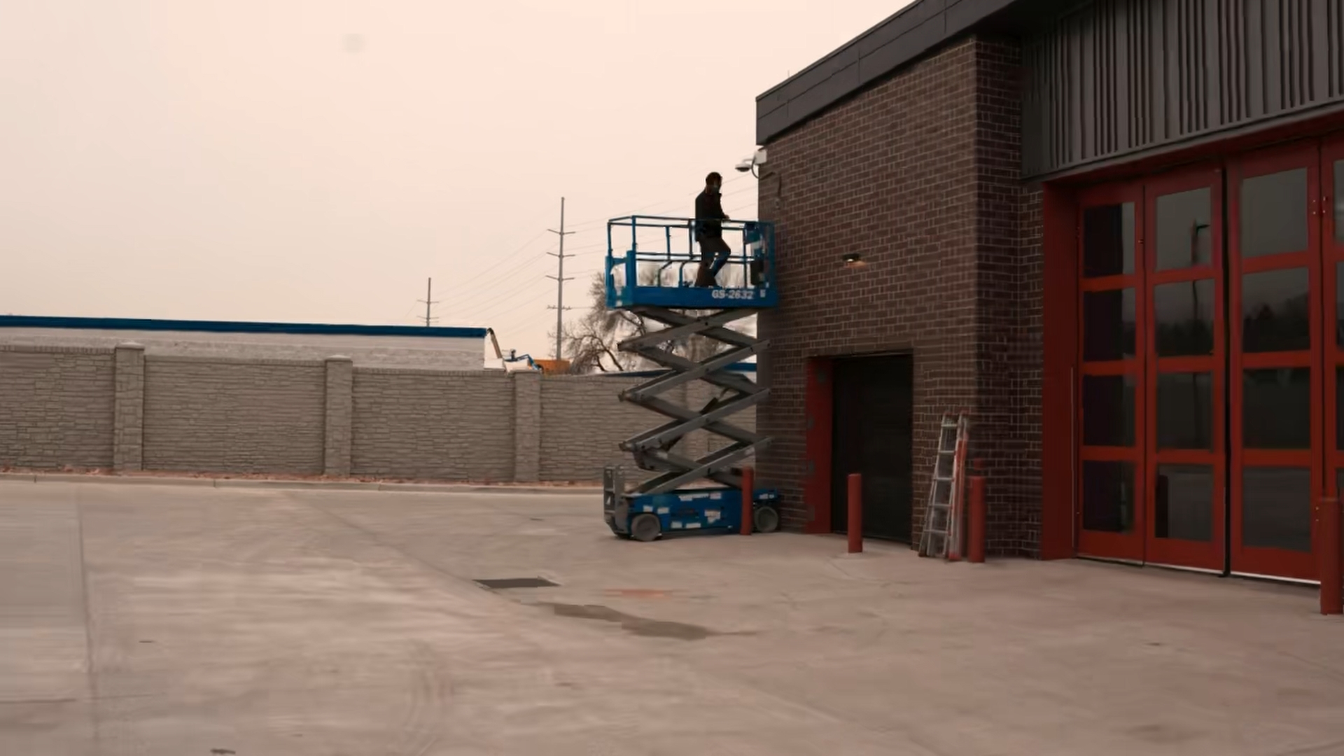 ClearVista technician installing security cameras on a public safety facility